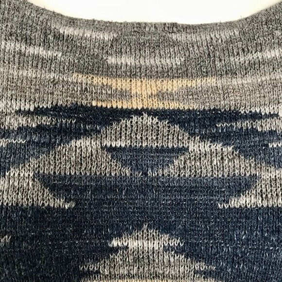 RALPH LAUREN Cotton Southwest Tribal Print Pullover Sweater blues greys cream M - Picture 9 of 14